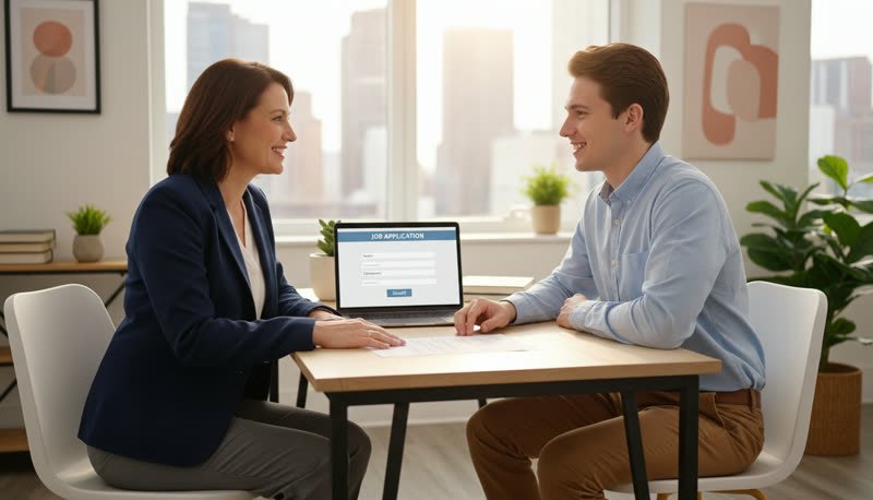 Mentor reviewing a graduate's resume in a coaching session